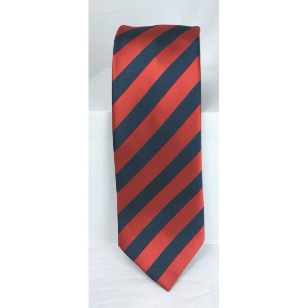 Parsley Repp Necktie Navy Blue Red Striped Tie 3.5"x61"